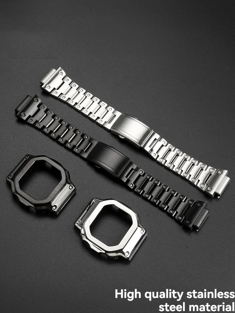dw-h5600 cinturino per orologio in metallo + cassa dell'orologio per Casio G-SHOCK DW-H5600 modifica cinturino da uomo in acciaio inossidabile oro nero + custodia 18mm