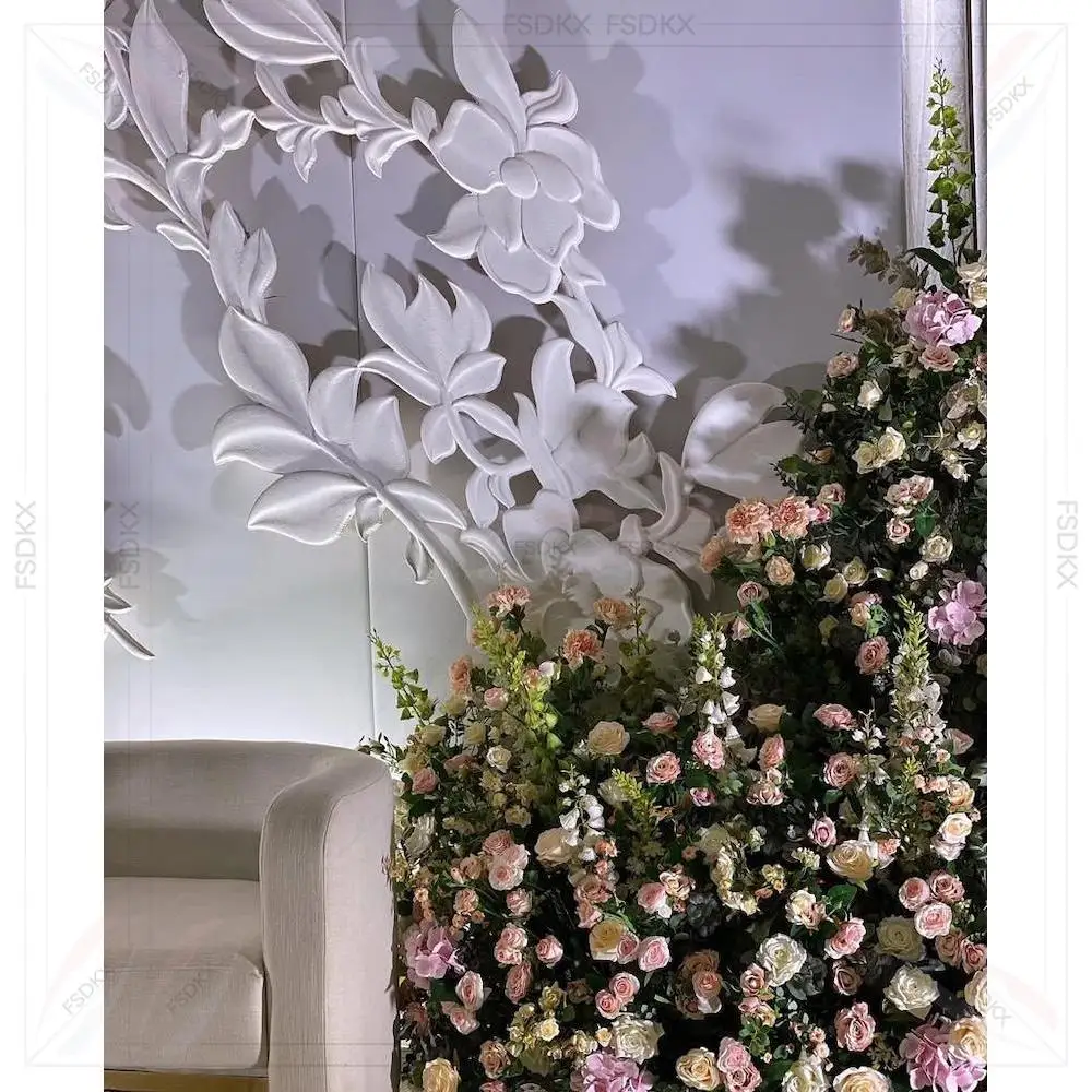 

Wedding Supplier White Arch Backdrop 3d Artificial Flowers Backdrop Arch White