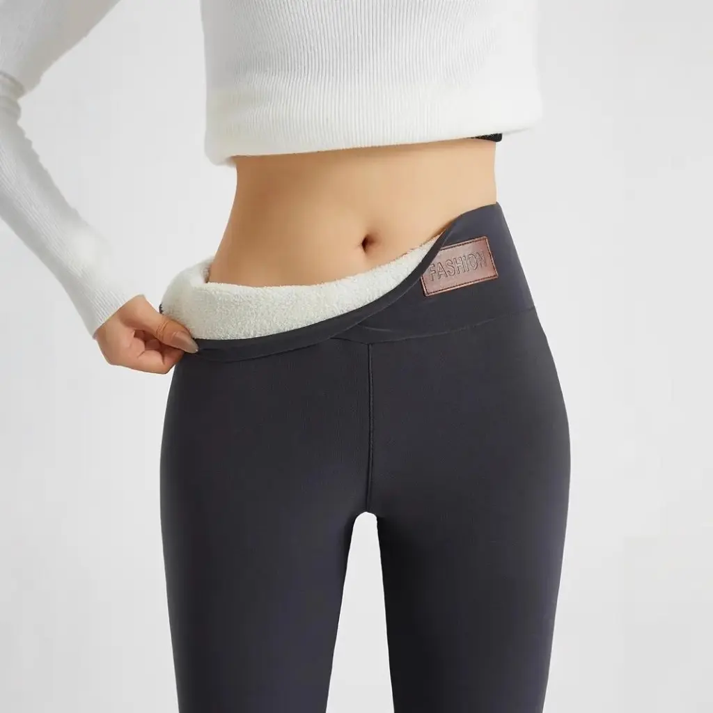 Hoch taillierte, verdickte Sport-Leggings für Damen, einfarbig, lässig, elastisch, schmale Passform, Yogahose