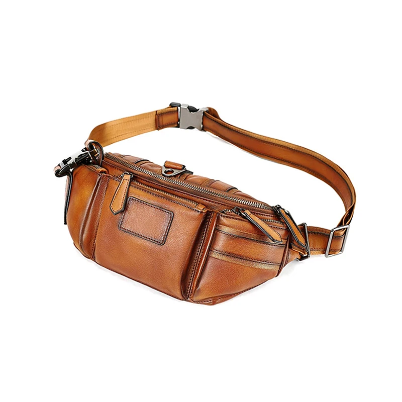 

Leather Chest Bag Men Genuine Cow Leather Vintage Waist Bag Single Shoulder Crossbody Versatile Cowhide Chest Bag