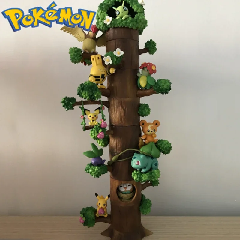 Pokemon Model leśne stawki serii 8 stylów Kawaii Kawaii zabawki dla dzieci Bulbasaur Chikorita Teddiursa