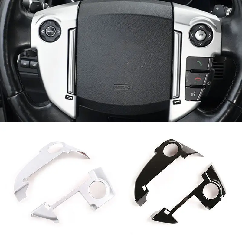 

For Land Rover Freelander 2 2013 2014 2015 Car Inner Steering Wheel Button Panel Frame Protective Trim ABS Chrome/Glossy Black