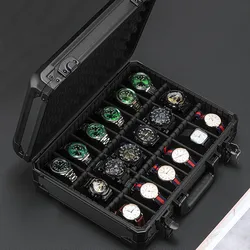 18 Slots Aluminum Watch Storage Box Suitcase Case Display Watch  Mobile Partition with Flannelette Soft Watch Pillow Clock Box