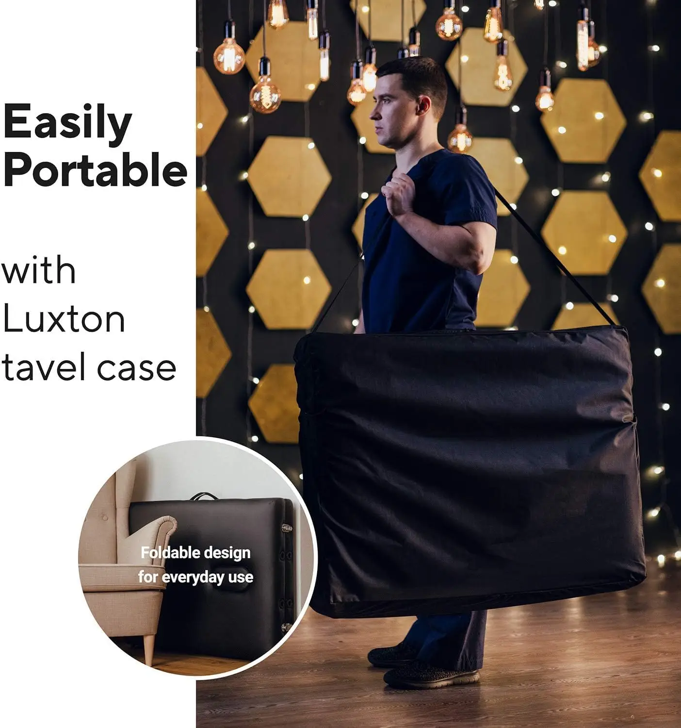 Mesa de massagem de espuma premium portátil dobrável cama de massagem altura ajustável, 72 polegadas de comprimento, 27 polegadas de largura, casa sal