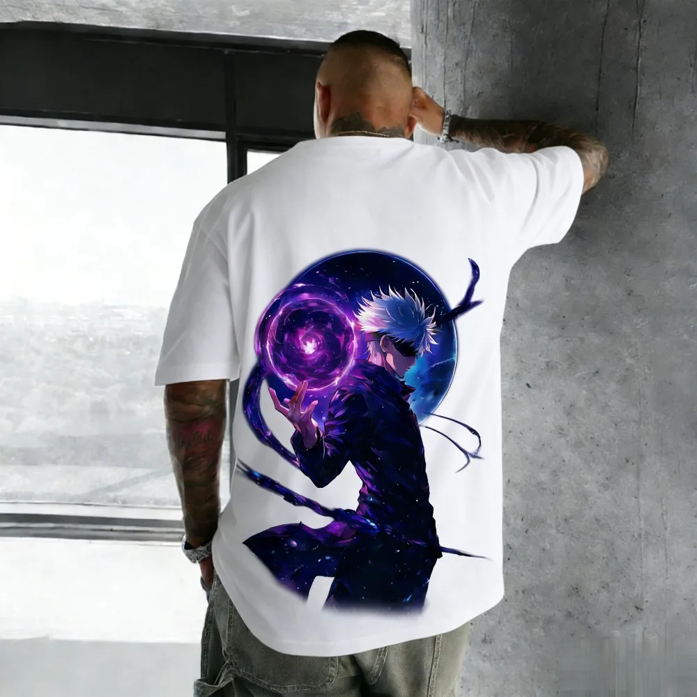 Jujutsu Kaisen Gojo Satoru Unisex Reines Baumwoll-T-Shirt für Sommer 2026 Anime-Druck Rundhals Locker Sitzendes Kurzarm-Oberteil für die Familie