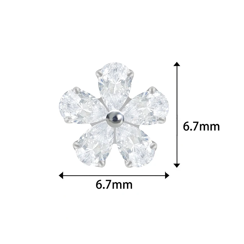 1/5pcs G23 Titanium Lip Piercing 16G Zirconia Flower Labret Tragus Helix Cartilage Earrings Nose Stud Body Piercing Jewelry