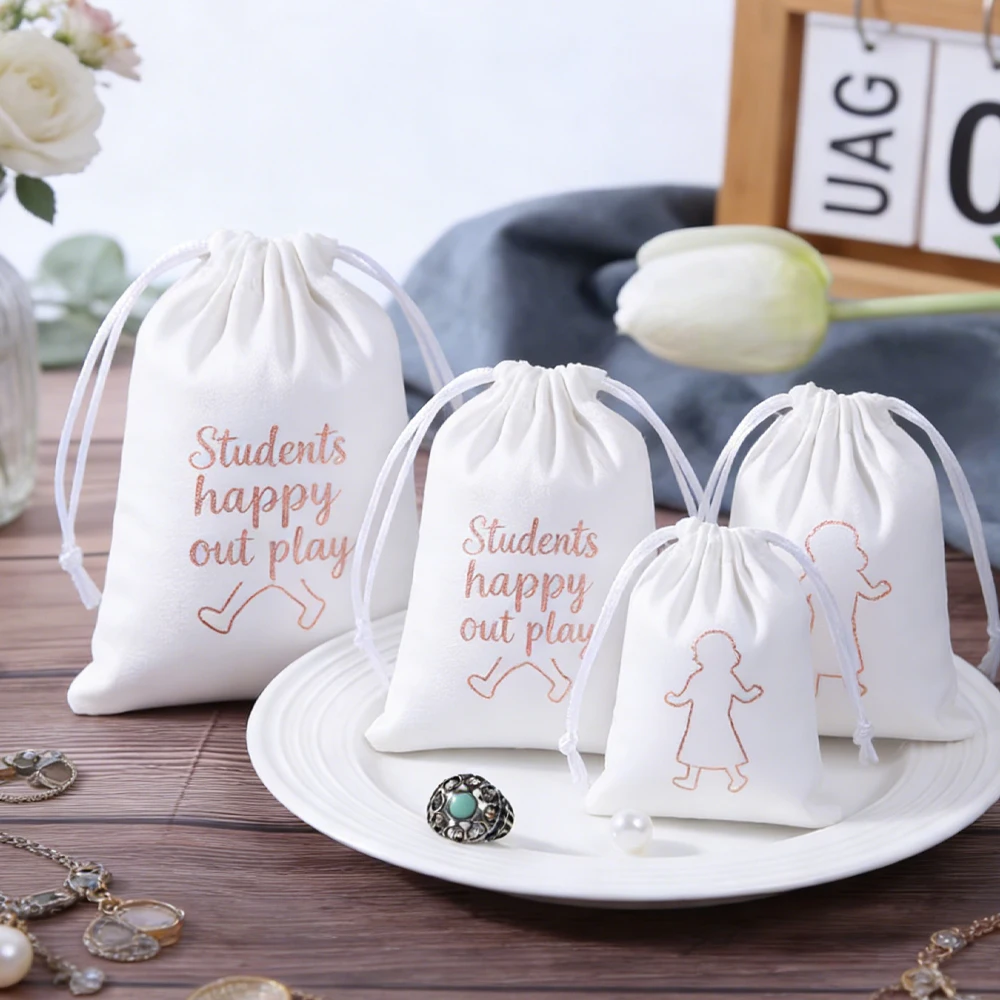 

50/100 шт. мешочки для украшений с индивидуальным логотипом, 3x4 дюйма, на шнурке, из фланелевого бархата, для упаковки ювелирных изделий, подарочные пакеты, мешочки для серег и брошей