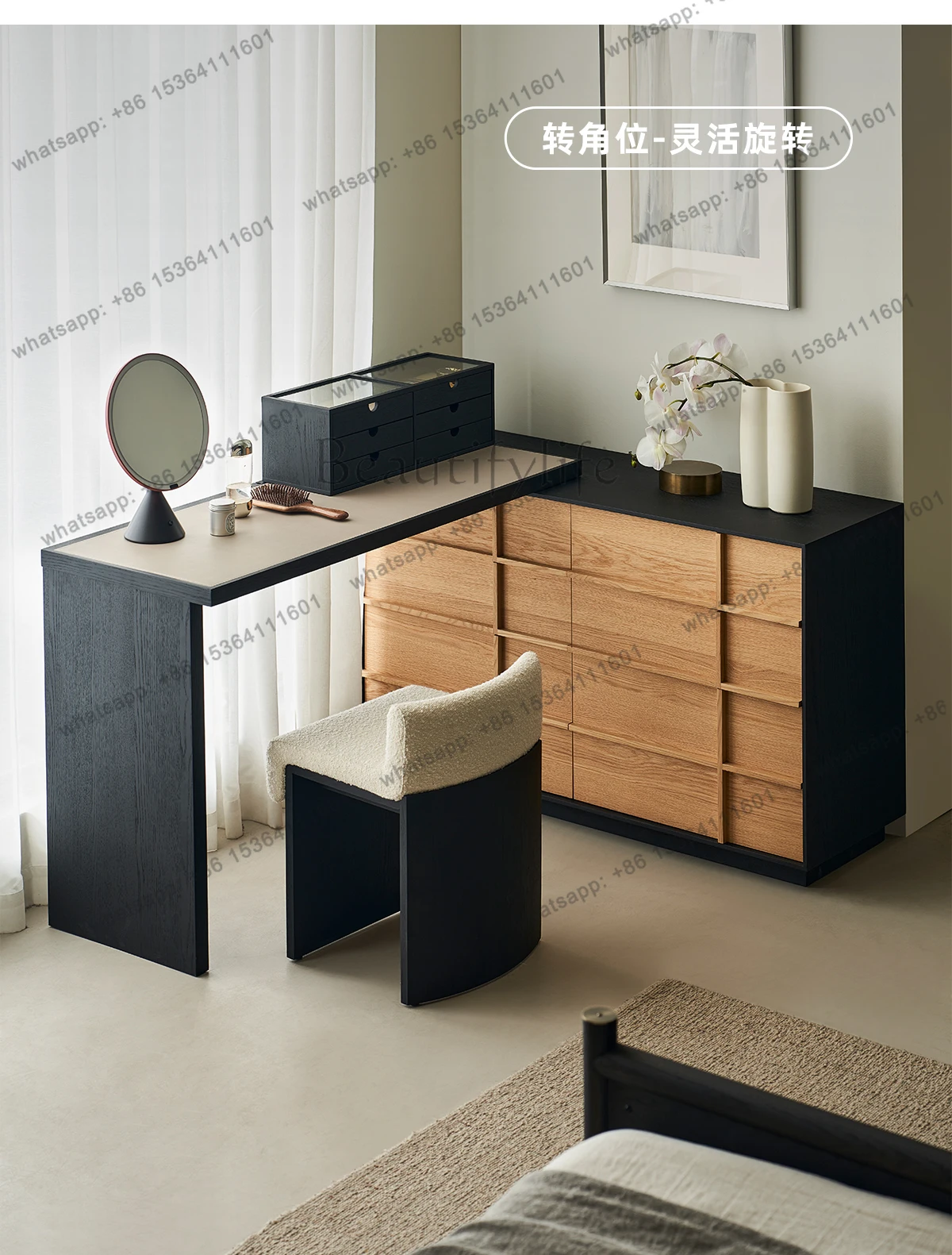 

комод, тумба, интегрированная система хранения в стиле ретро для спальни, прикроватная тумбочка, угловой туалетный столик Z