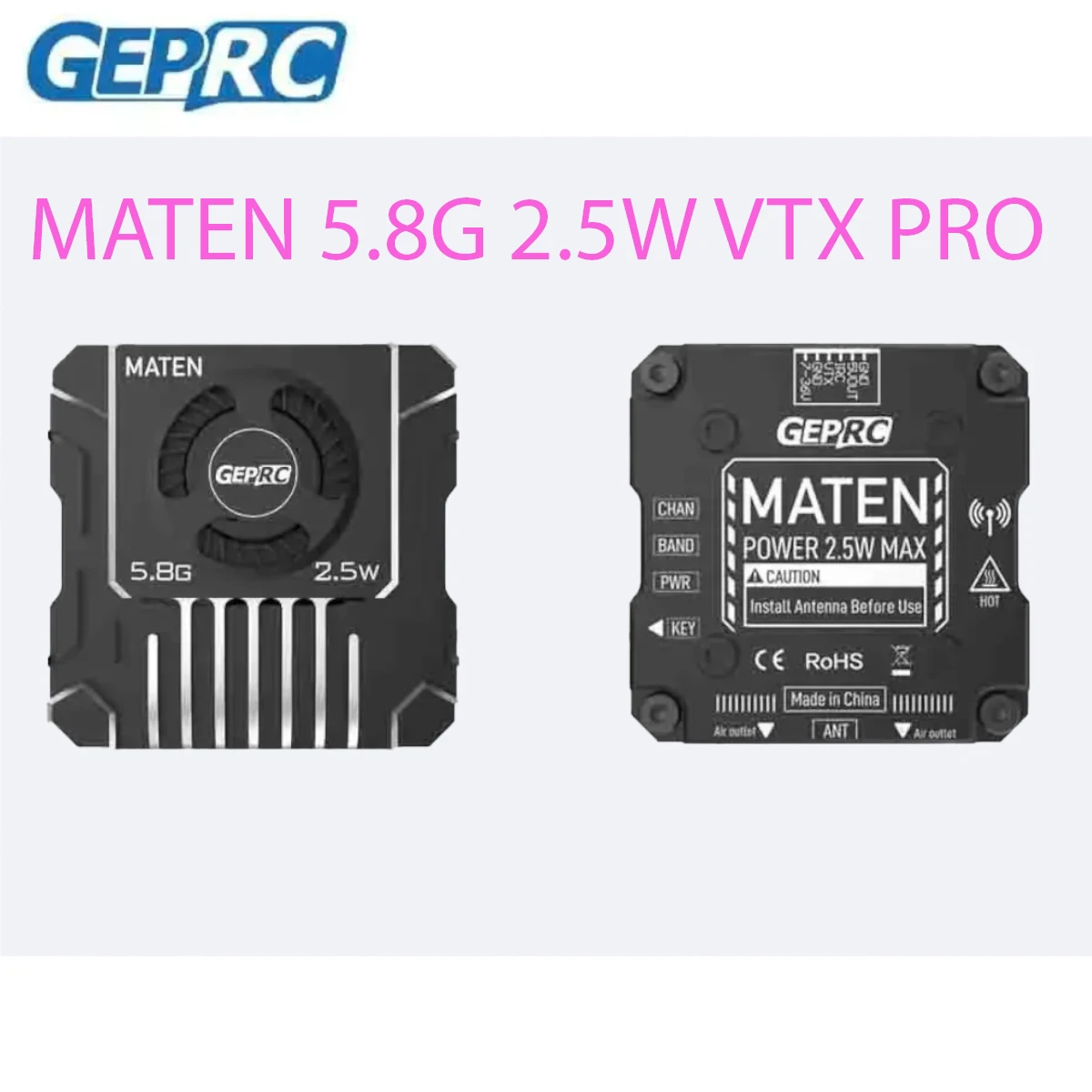 

GEPRC MATEN 5,8G 2,5 Вт VTX PRO 2500 МВт Высокомощный алюминиевый рассеиватель тепла с ЧПУ для FPV гоночных энтузиастов дальнего действия