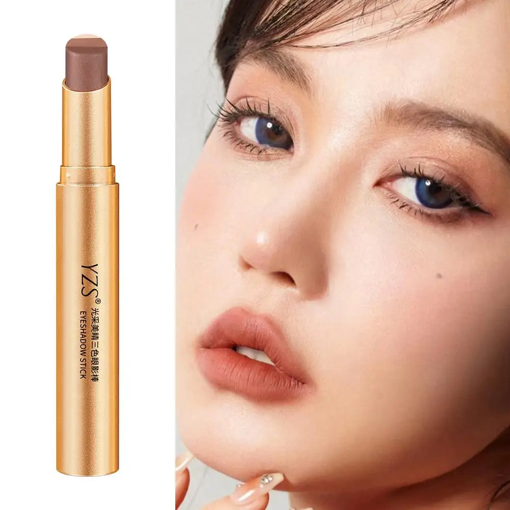 Sombra de ojos con purpurina de doble Color, lápiz en barra, sombra de ojos, brillo de belleza, herramienta impermeable, cosméticos, maquillaje Bicolor Q3F6