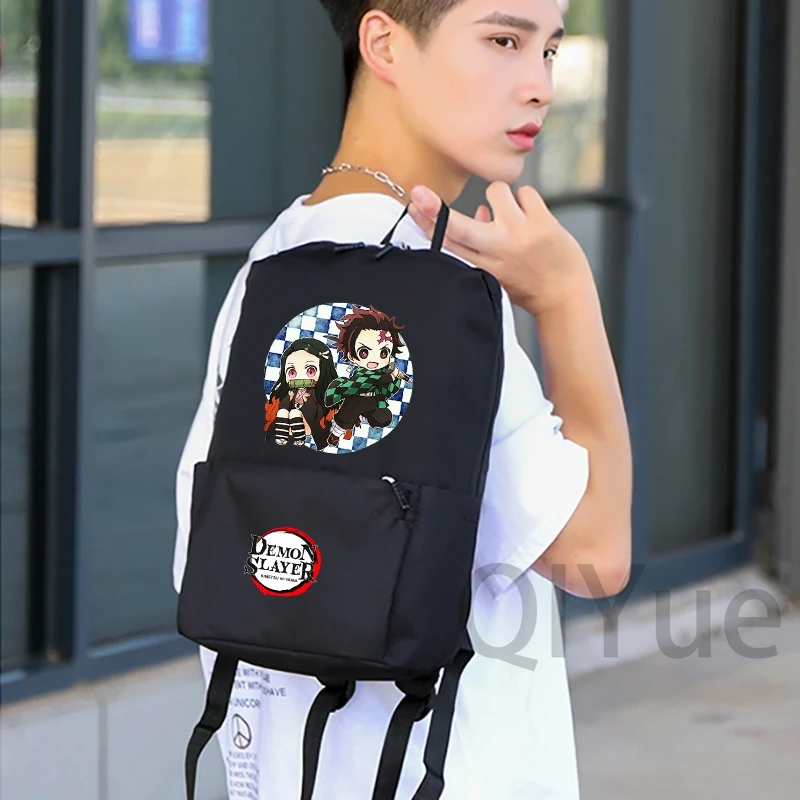 2Pc 애니메이션 미니 가방 세트 악마 슬레이어 배낭 소년 소녀 학교 학생 배낭 남자 배낭 750Ml 야외 스포츠 물병