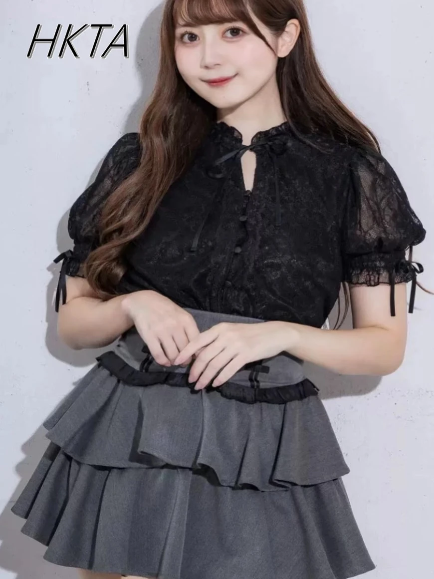 Japanese Mines Skirt for Women Girls 2025 Summer New High Waist Slim Skirt College Style Fashion Ruffle Design Short Plaid Skirt