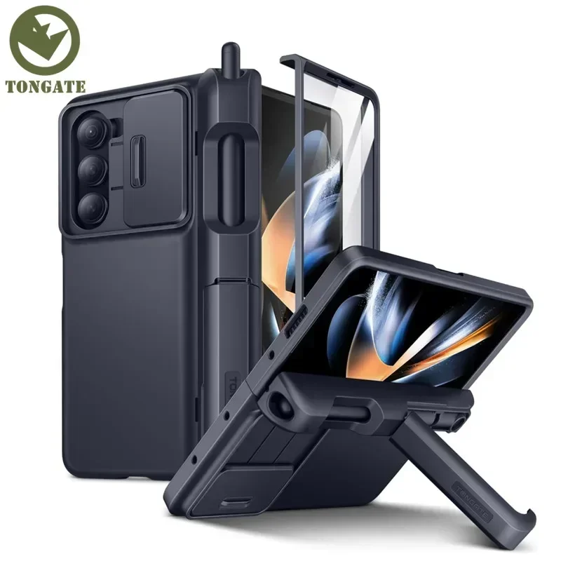 

TONGATE for Galaxy Z Fold 5 Case with Hidden Kickstand, Built in Screen Protector & S Pen Holder Hinge Protection Phone Case