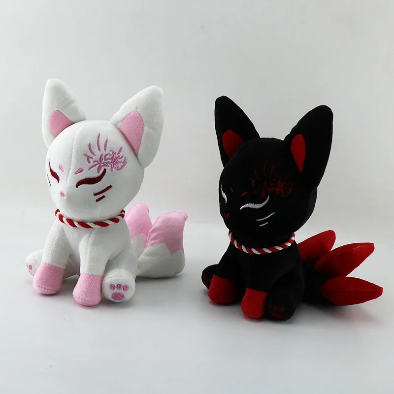 Kawaii lindo pequeño zorro de peluche Kitsune sentado decoración Animal relleno Anime Gashapon muñeca para niños regalo