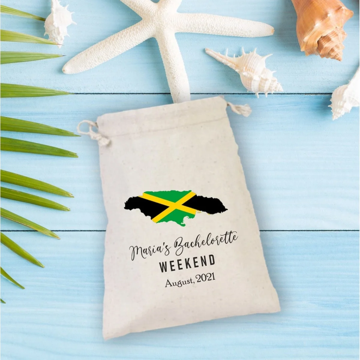 Jamaica Destination Bachelorette Party Hangover Kit, Jamaica Beach Party Drawstring Mini Favor Bags, Wedding Party Favor, Jamaic