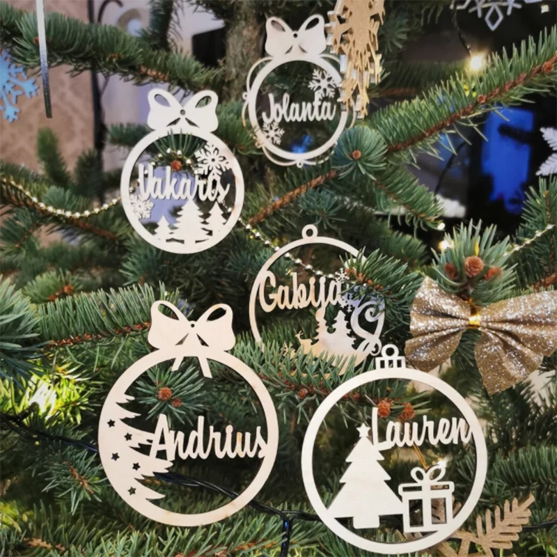 

Personalized Christmas Decorations, Wooden Hanging Ornament, Christmas Tree Pendant， Custom Name， Gift for Friend， Party Favors