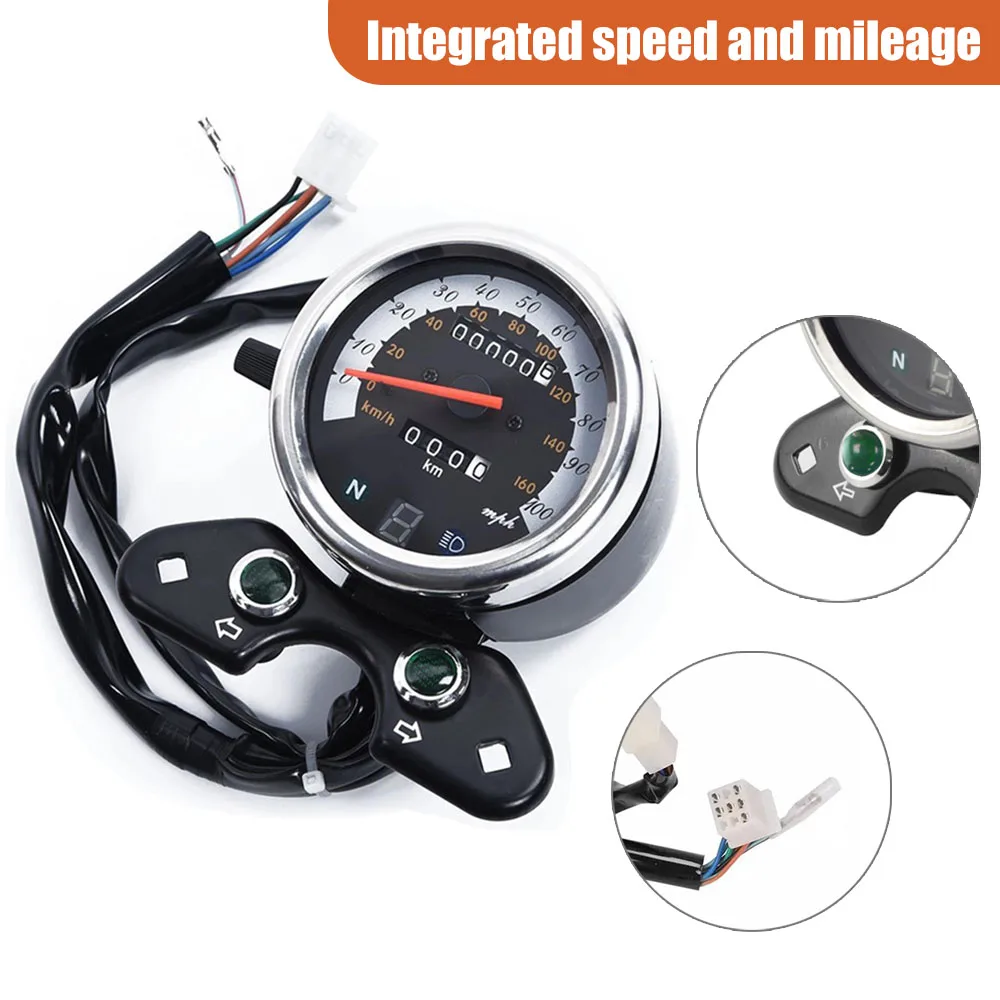 

For CG125 GN125 Motorcycle Odometer Retro Modified Tachometer For Suzuki Cafe Racer LCD Digital Speedometer Meter assembly