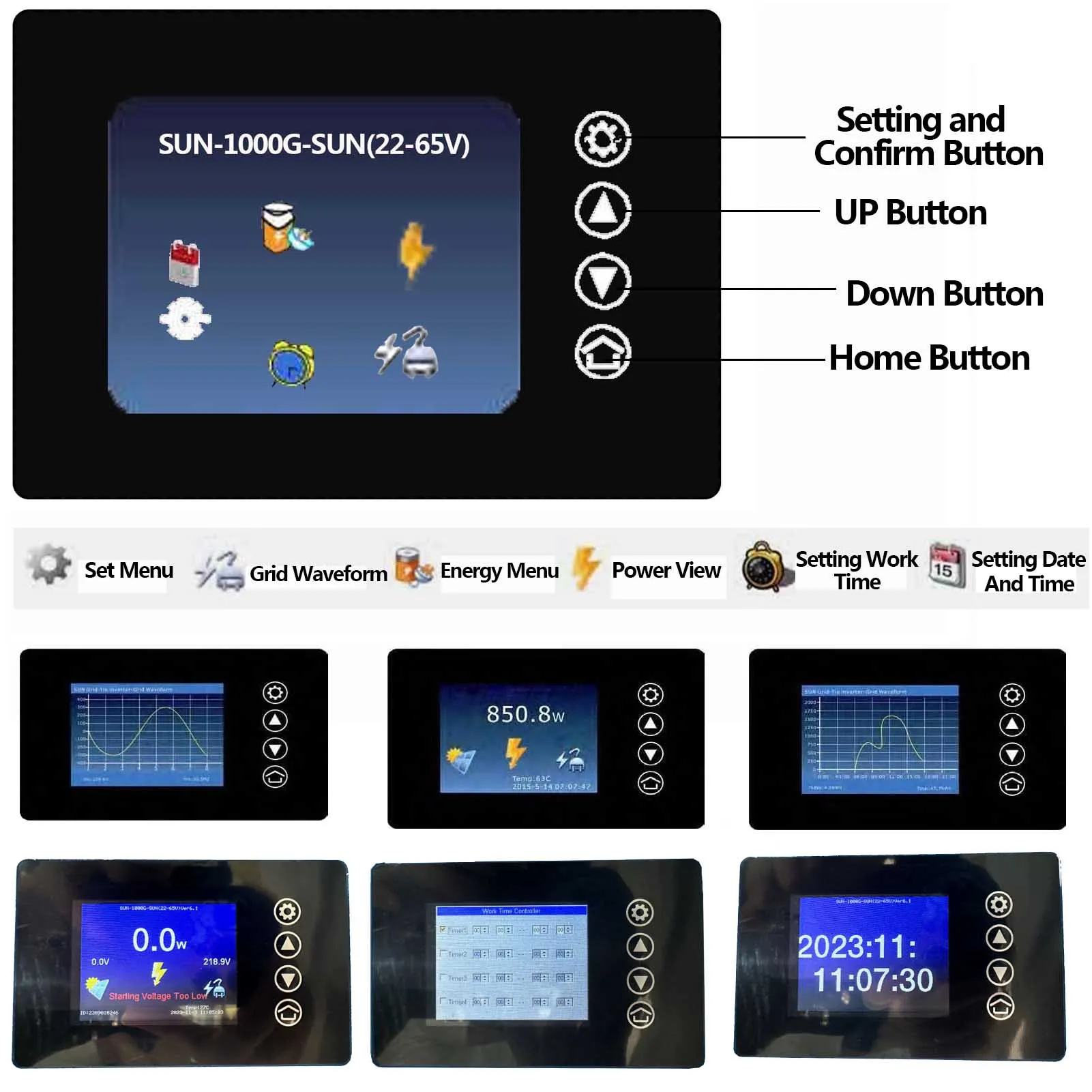 1000W Solar Grid Tie Inverter DC Input 22-65V or 45-90V Support Power for Utility