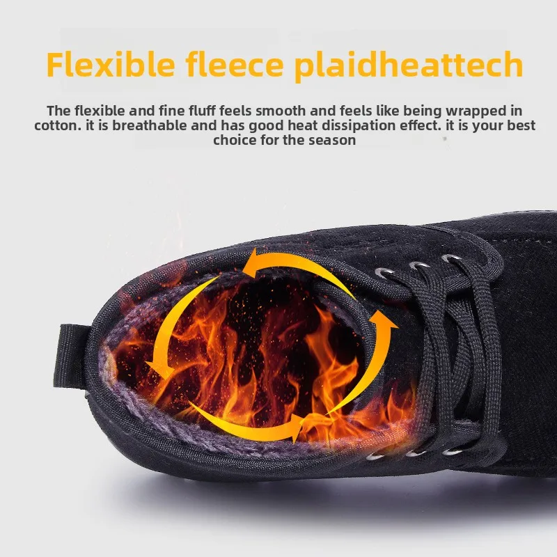 Herren Winterstiefel, Schnürstiefel mit Fleece-Futter, knöchelhohe Stiefeletten, rutschfeste, dicke Sohle, warm, für ältere Herren, lässige Baumwollschuhe. – Detail 7