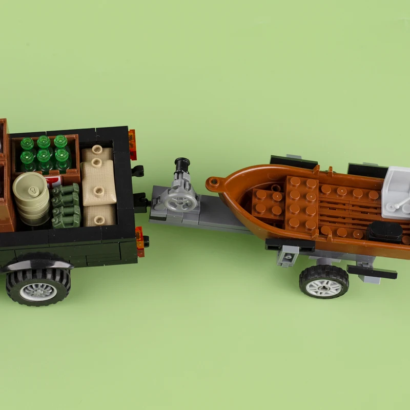 MOC City Street Scene camion voiture blocs de construction militaire armée soldat figurines bateau Jeep véhicule arme modèle briques jouet garçon cadeau