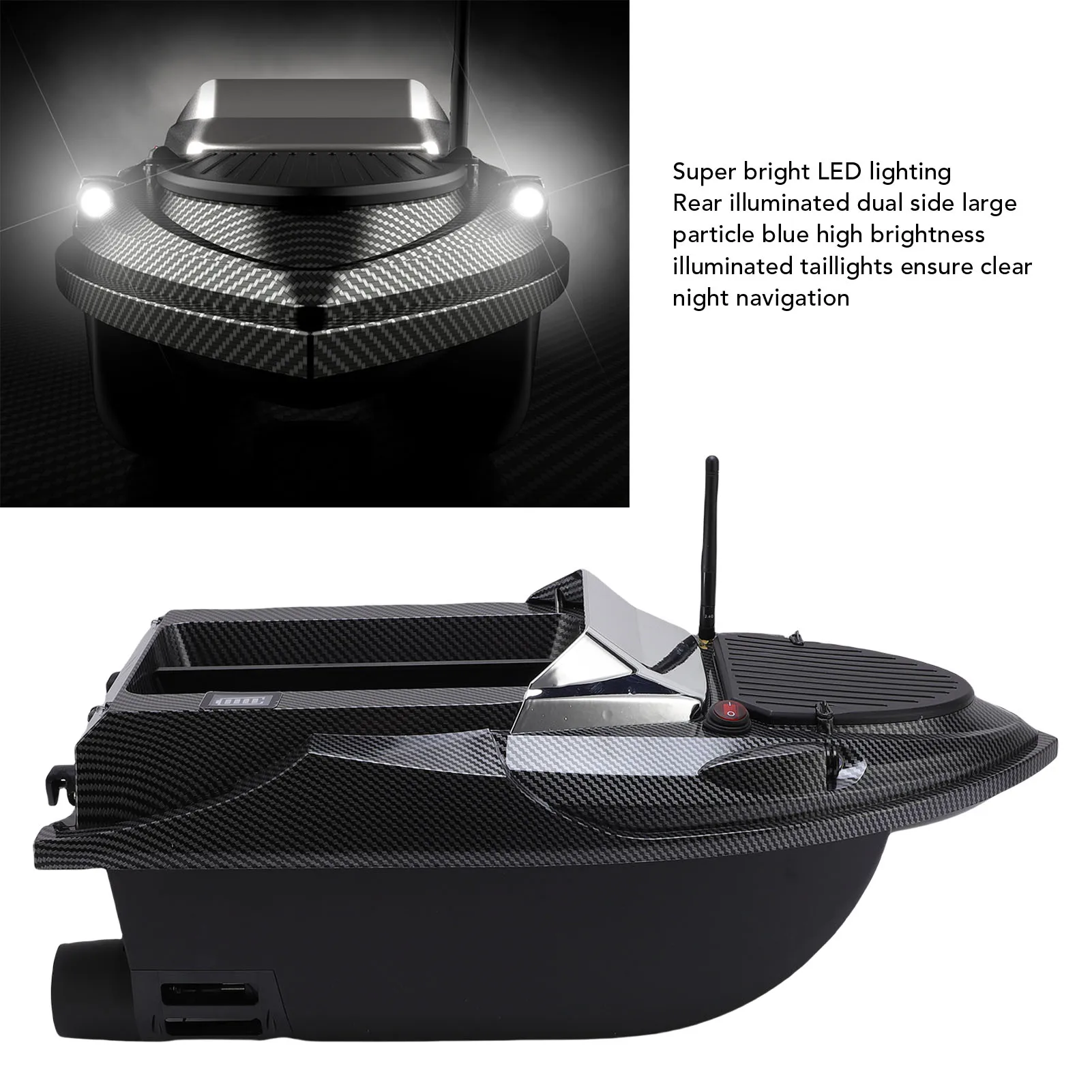 قارب طعم صيد RC - محرك مزدوج للتحكم عن بعد بطول 800 متر، تصحيح الدورة التلقائية ومكتشف الأسماك RC، مع ضوء ليلي لحمامات السباحة/البحور #4