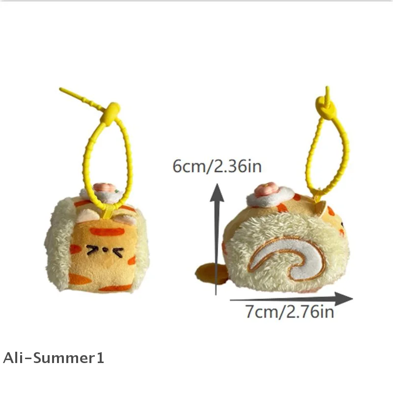 لطيف الإبداعية السويسري لفة كعكة أفخم دمية لعبة الحلوى حقيبة سلسلة مفاتيح قلادة على ظهره حلي معلقة كيرينغ فتاة هدايا عيد ميلاد