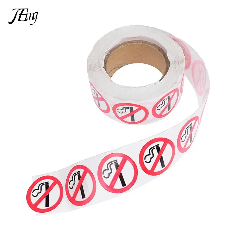 

1 Roll of 500 Packs Coated Paper Sticker No Smoking Sticker Sign Sticker 1 Inch/2.5cm