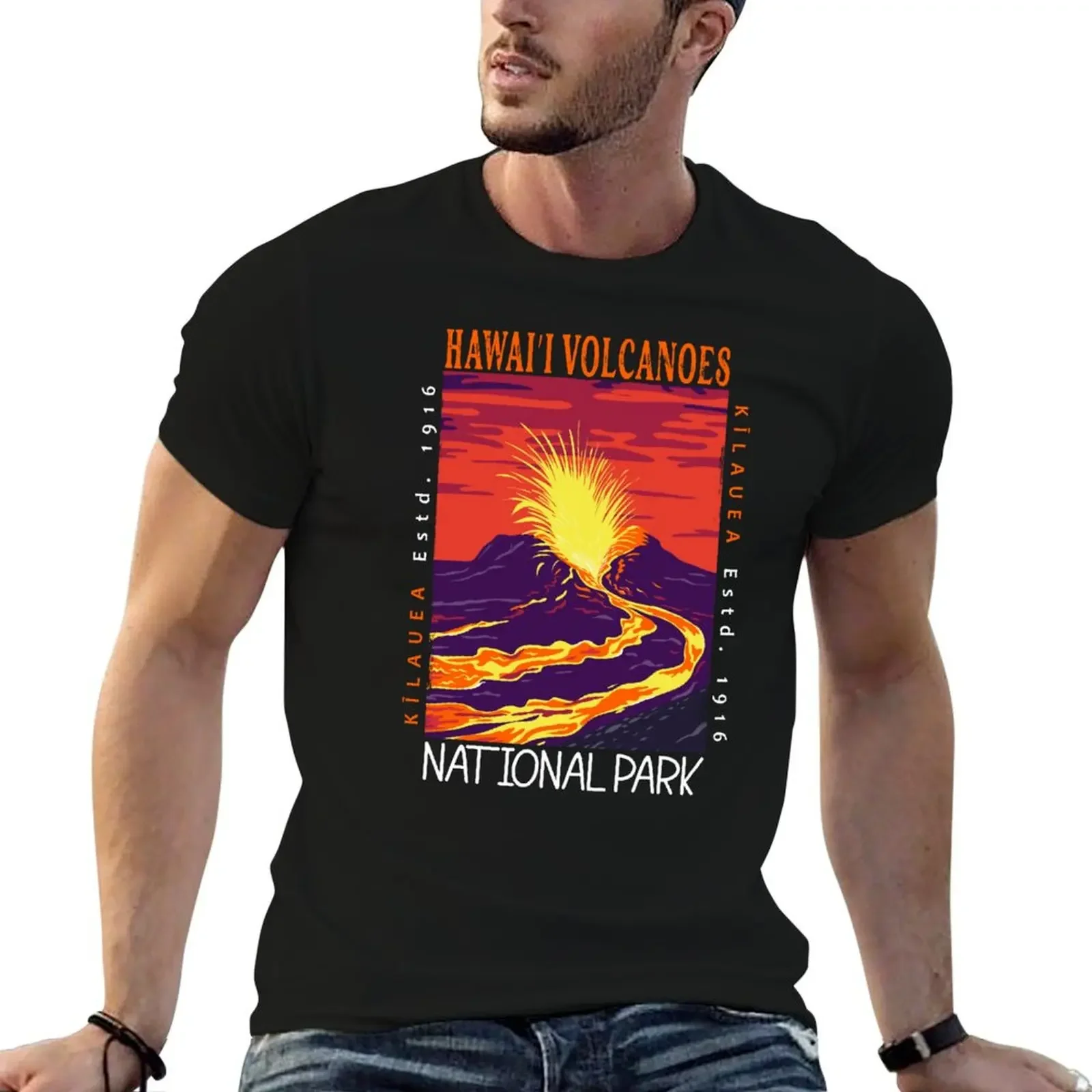 

Hawaii Volcanoes National Park Kilauea Distressed T-Shirt vintage anime shirt Aesthetic clothing t shirt for men