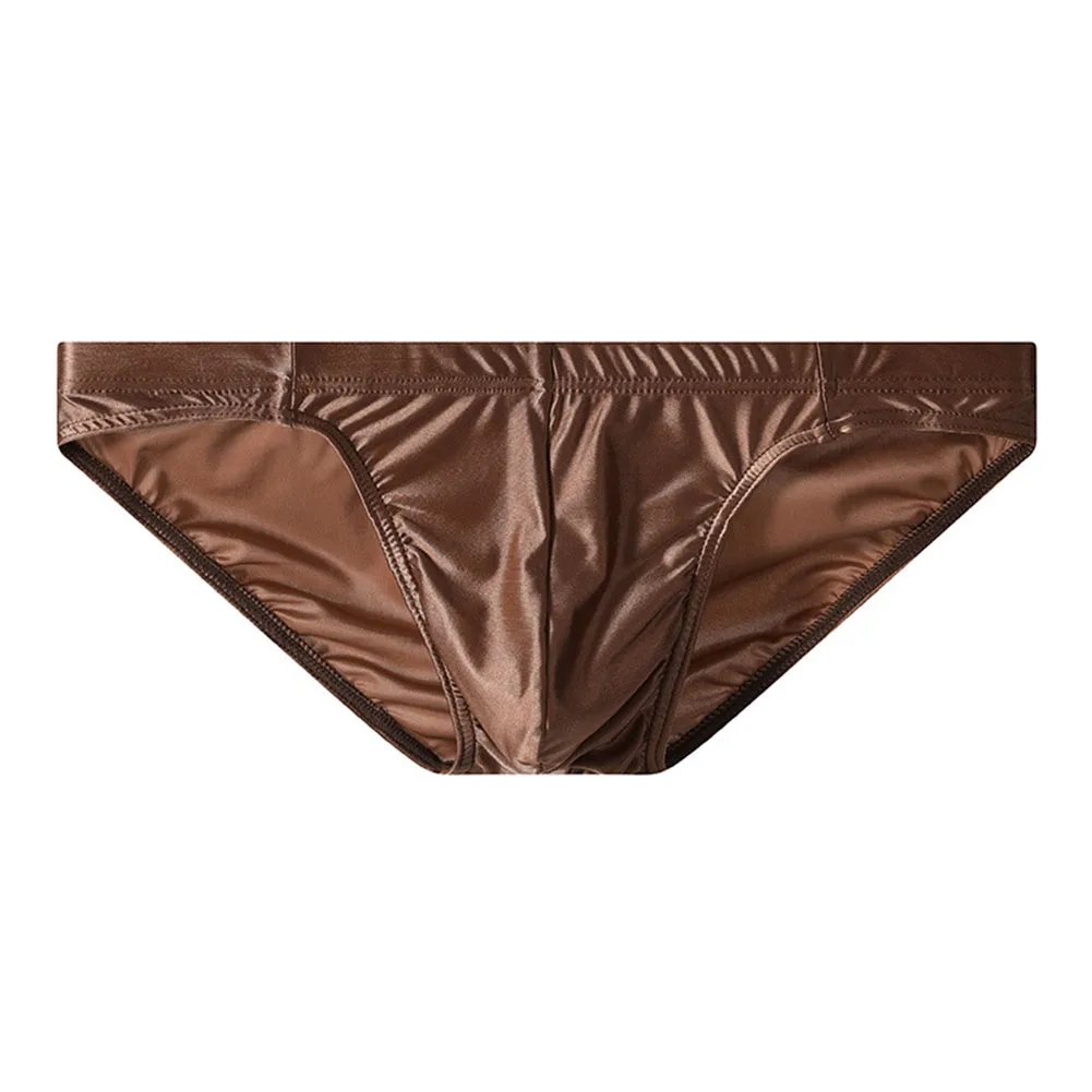 

Men Ice Silk Smooth Lingerie Mini Solid Color Seamless Brief Male Sexy Panties Breathable Underpants Low Waist Underwear Fashion