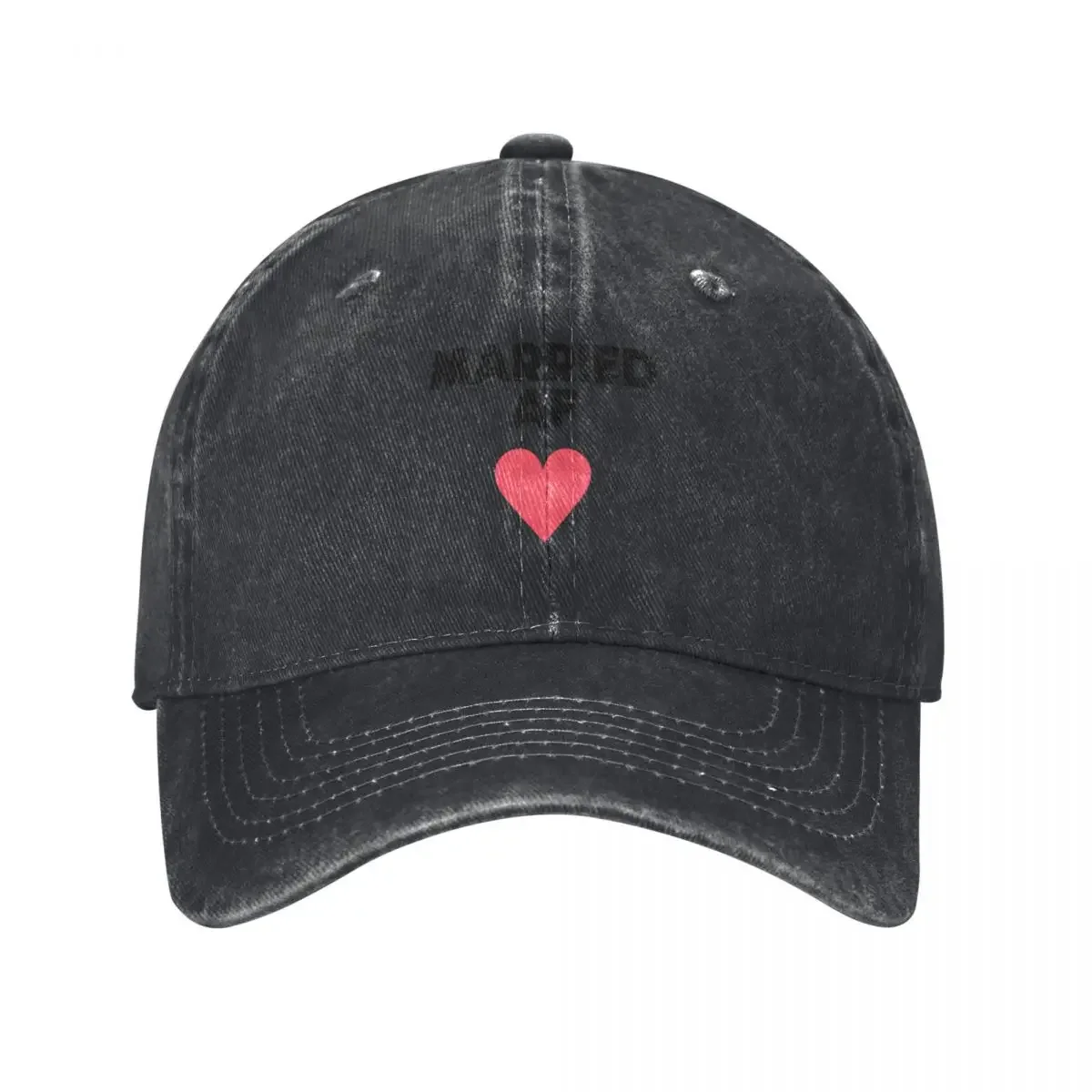 Married AF Typography Red Heart Baseball Cap Thermal Visor Uv Protection Solar Hat Golf Wear Women's Men's