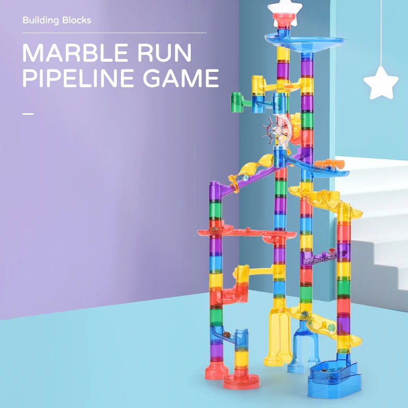 Transparent 3D Marble Run Building Blocks - Interactive Puzzle for Creative Play Ideal for Family Bonding and C