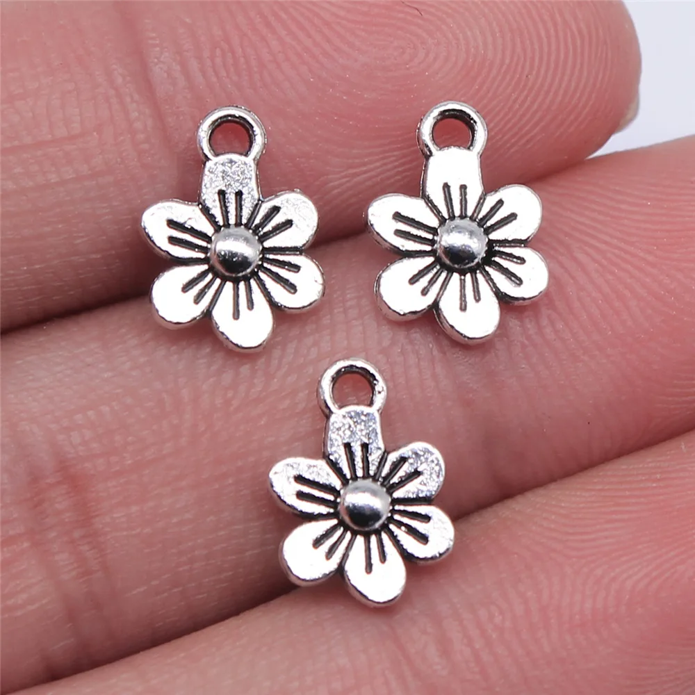 30pcs 12x9mm  Alloy Charms Double Sided Flower Pendants EF3663