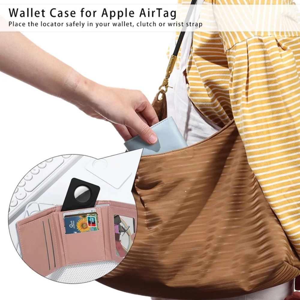 Anti-lost Wallet Tracker Card Cover for Apple AirTag GPS Locator Shockproof Anti-Scratch Fall Protection Shell Cover for Airtag