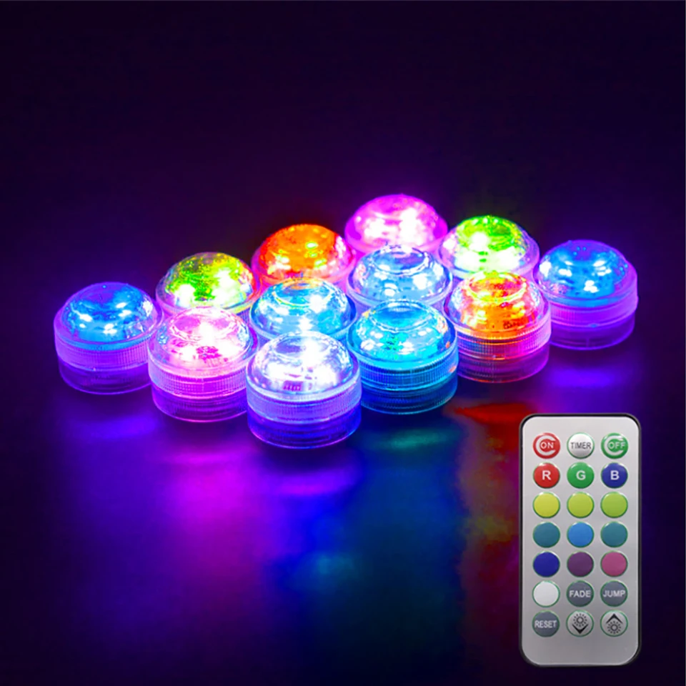 Battery Powered RGB Submersible LED Light IP68 Waterproof Underwater Led Light Night Lamp for Fish Tank Pond Wedding Party Light