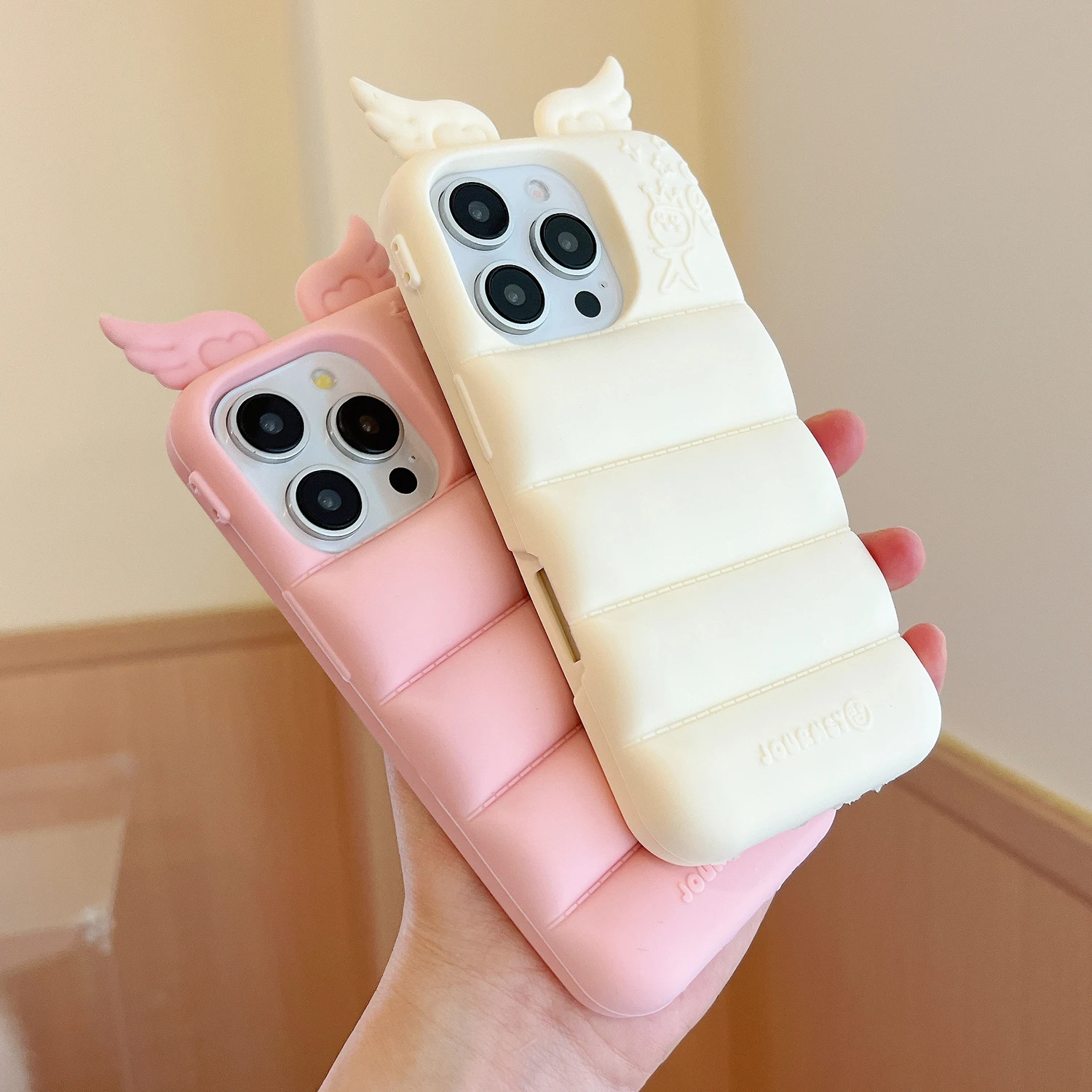 Luxury 3D Angel wings Stripe Soft Silicone Phone Case For Apple