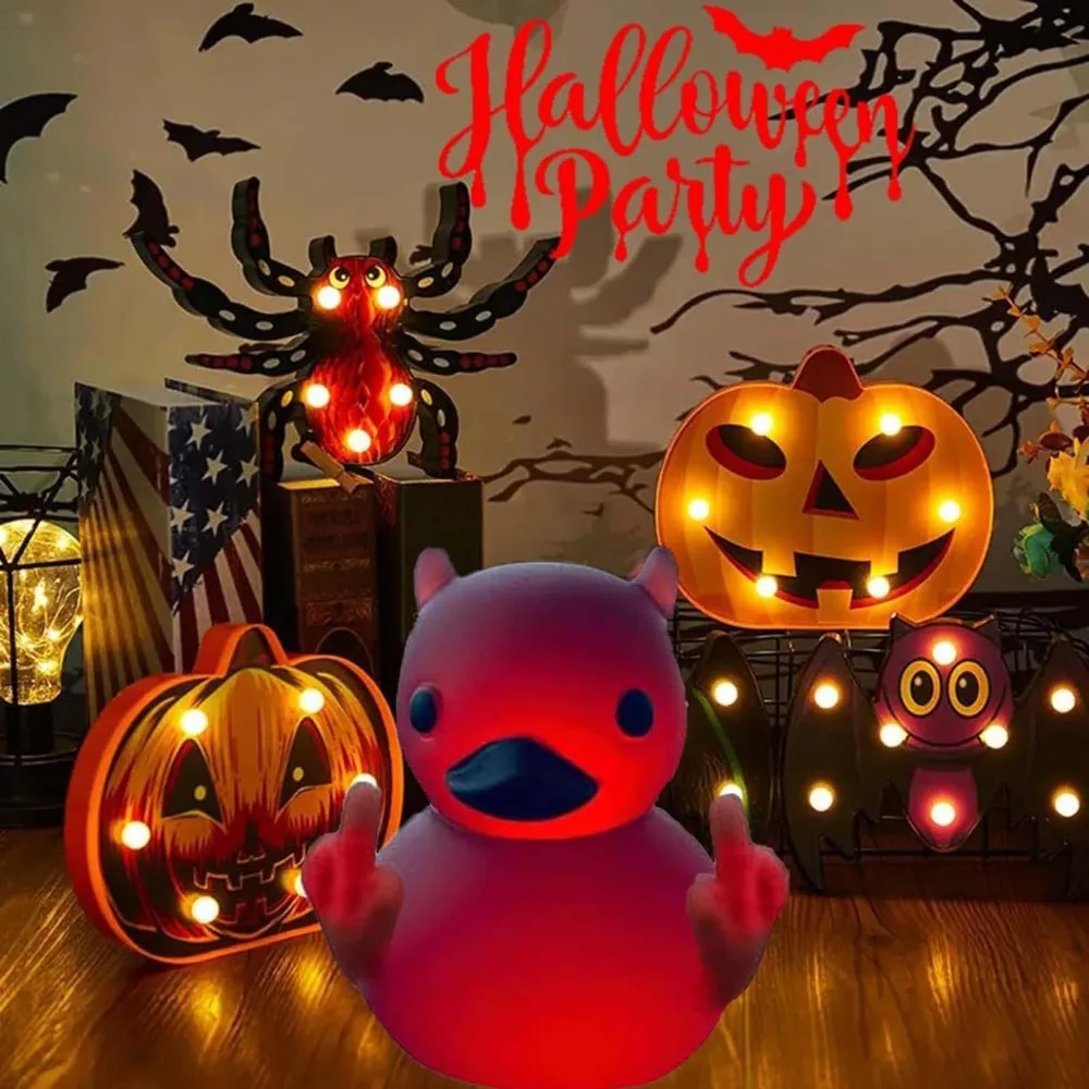 Mini Devil Middle Finger Duck Desktop Resin Funny Halloween Devil Duck Home Decoration Creative Duck Figurine