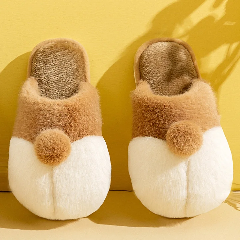 Winter Plush Slipper for Women Corgii Hips Soft Warm Indoor Bedroom Slipper Fleeces Lined House Shoes UK-Size 4