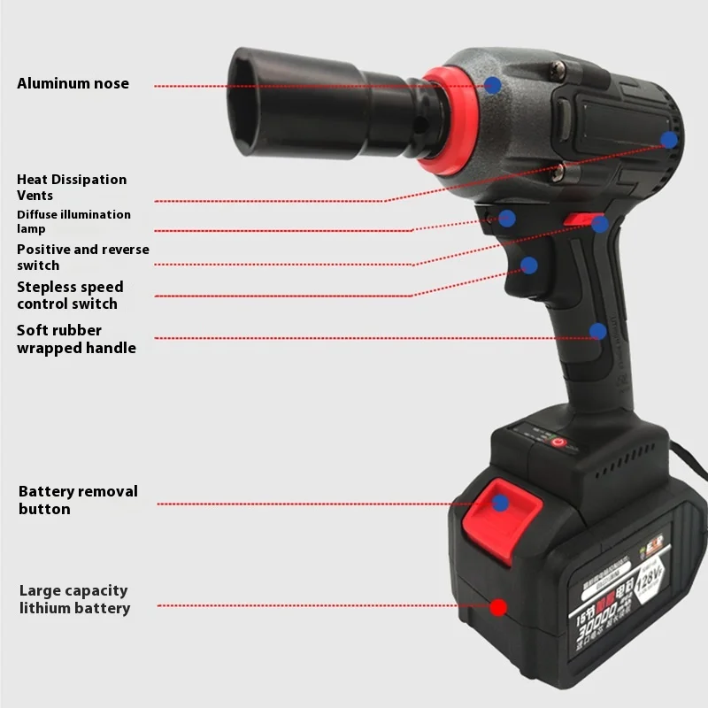 

Manufacturers Lithium Battery Brushless Key Wireless Portable Charging Impact Key Car Scaffold Woodworking Electric