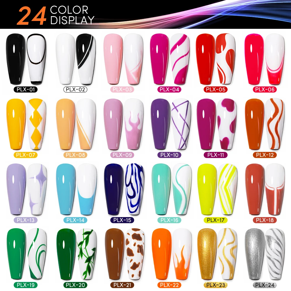 Esmalte de uñas de Gel AS Solid Line, no establece, 24 colores para manicura, dibujo, esmalte, pintura DIY, barniz, delineador puro, Gel artístico para uñas