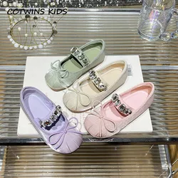 Scarpe da principessa per ragazze primavera autunno Kids Fashion Brand Mary Jane Dress Dance ballerine sandali per bambini Bow Crystals Soft Sole