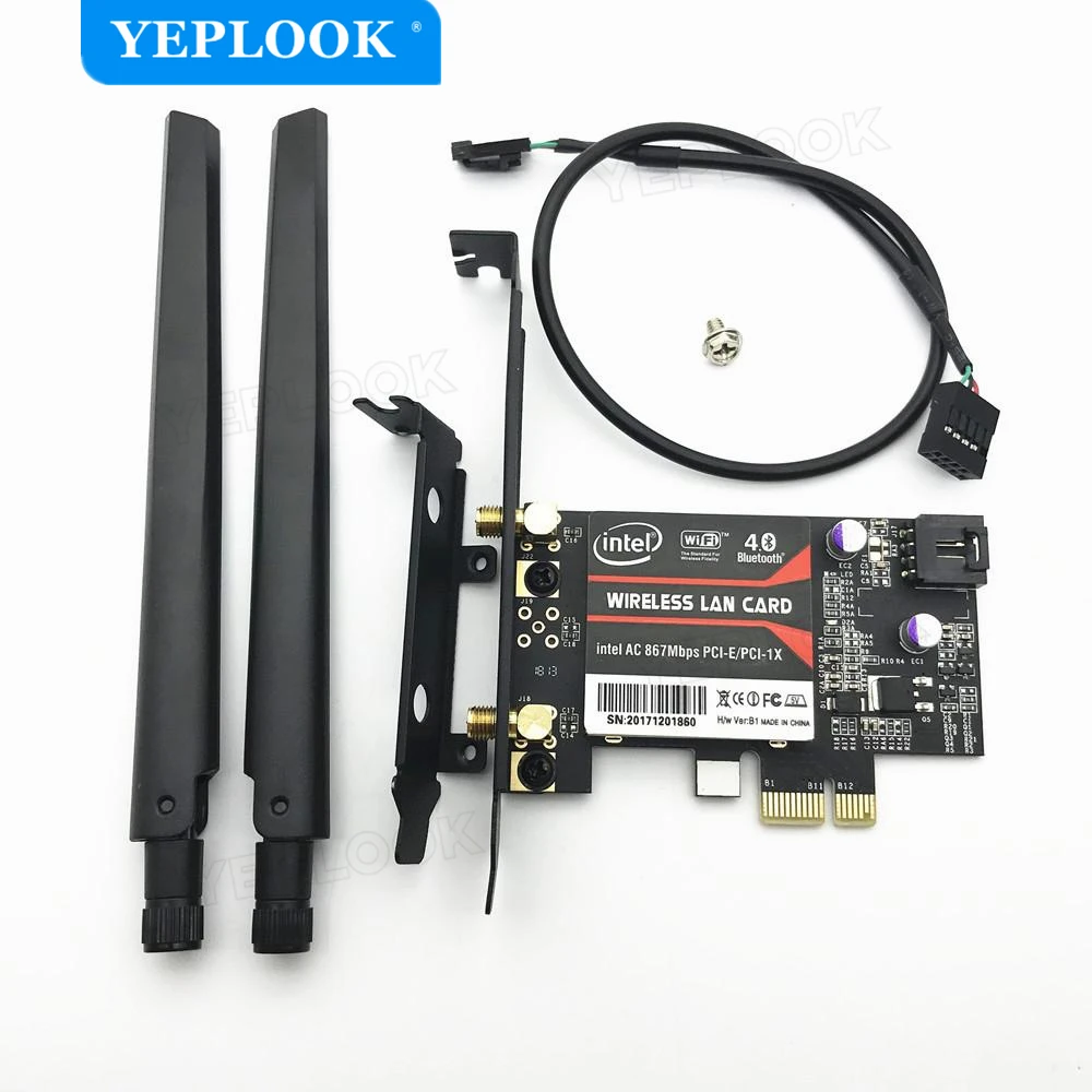 Adaptador PCIe 1x de escritorio con tarjeta Wifi AC 8260, 8260NGW, 867Mbps, banda Dual, 2,4G/5Ghz, Bluetooth 4,2, tarjeta de red M.2 NGFF