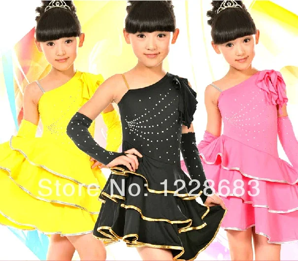 Child Dance Clothes Kids Girls Latin Dance Dress Unequal Kids Girls Latin Salsa Ballroom Dance Costumes