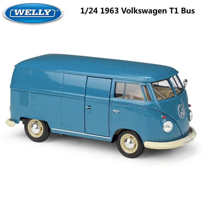 WELLY 1:24 1963 Volkswagen T1 T2 حافلة ديكاست سيارة عالية محاكاة نموذج سيارة سبيكة معدنية الكلاسيكية سيارات لعبة جمع هدية B596