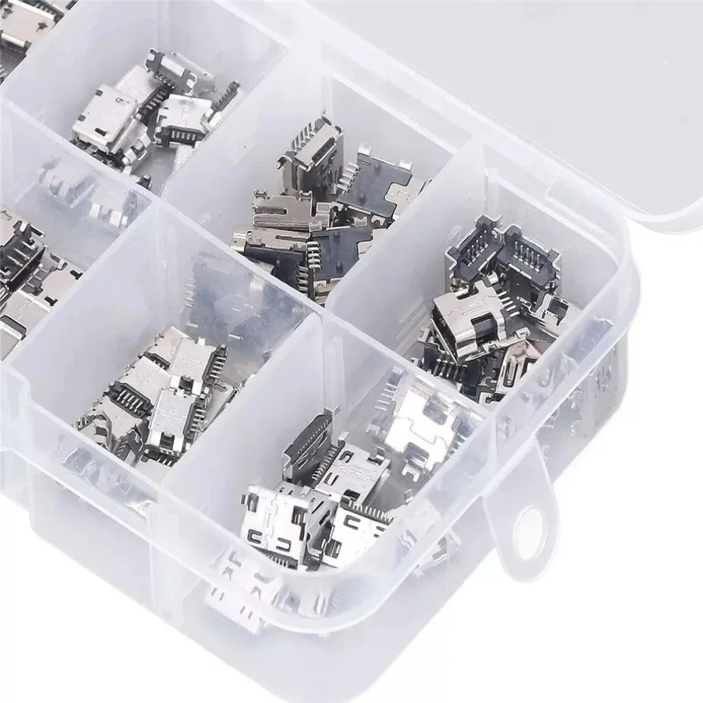 100pcs/50pcs kit 10 Models Micro USB MINI usb female Android mobile phone charging accessories Connector Socket Jack MP3/4/5