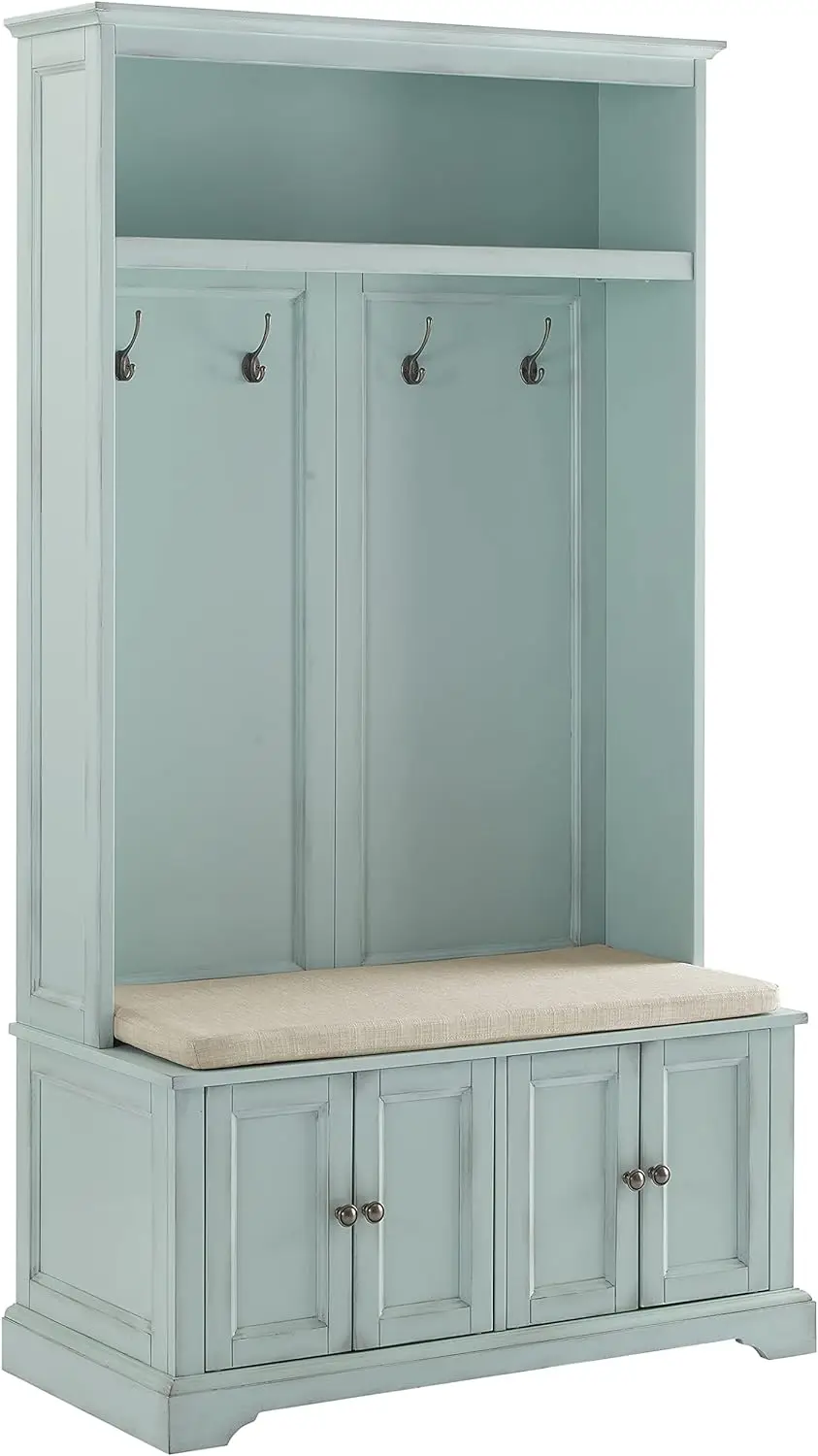 

Crosley Furniture Holbrook Hall Tree, Distressed Seafoam Blue