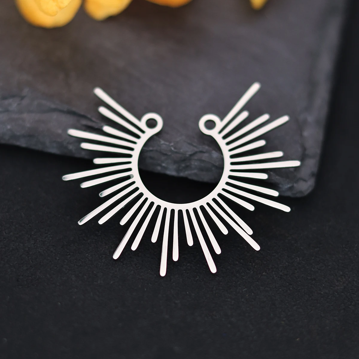 3pcs Real Gold Plated Sunburst Stainless Steel Charms Pendant Jewelry Making Necklace Dainty Celestial Sunbeam diy Accessories