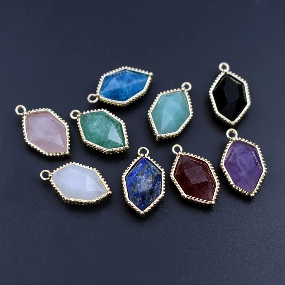 

10pcs 21x12mm Natural Faceted Stone Pendants Charms Freeform Shape Pendant for Making Jewelry Necklaces Earrings DIY Accessory