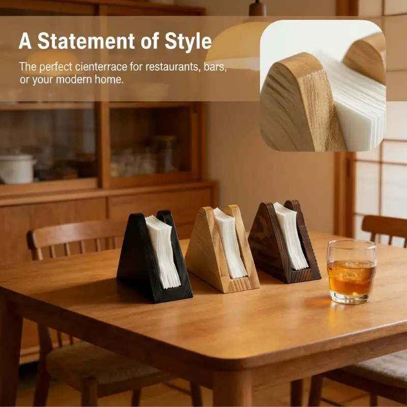 Modern Wooden Tissue Holder Box Space Saving Dispenser For Dining Room Nightstand Car Stylish Wood Napkin Organizer