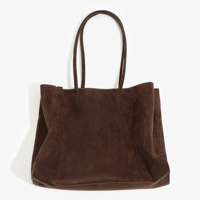 Vintage Faux Suede Shopping Tote Bags For Women Luxury Designer Handbag Purses 2025 New In Soft Large Capacity Underarm Shoulder