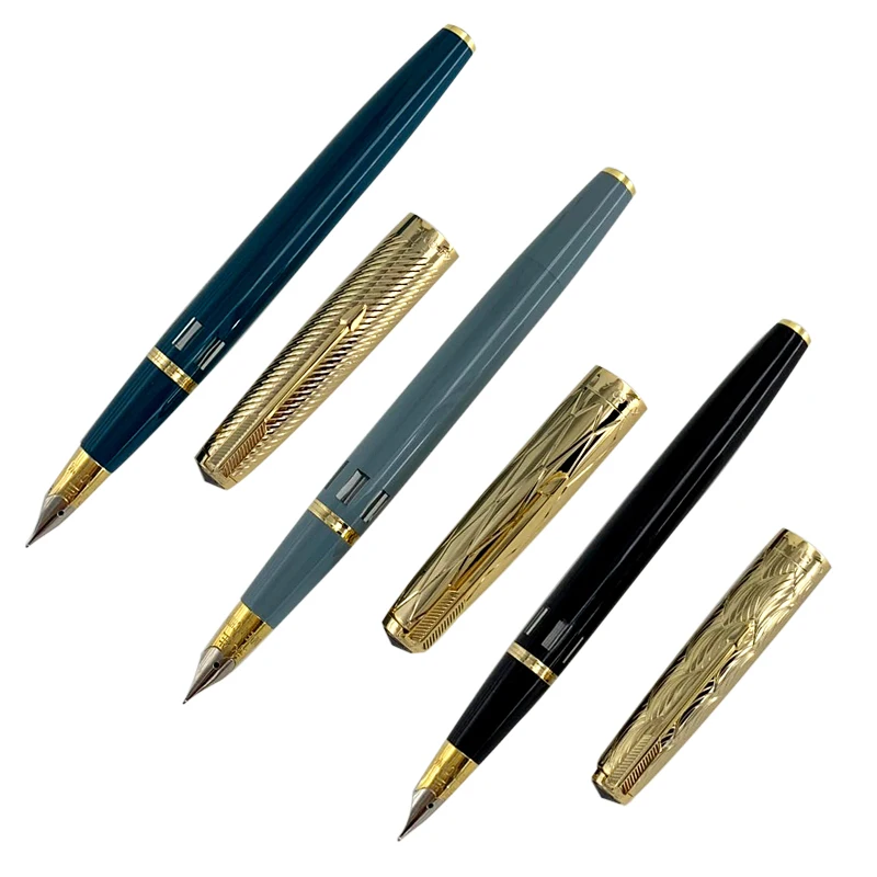 

Yong sheng 601A Fountain Pen Twill Golden Cap Vacumatic ink pen F Nib Window School Office Supplies stationery Student Xmas gift